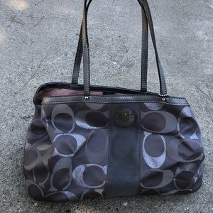 Silver and grey coach handbag